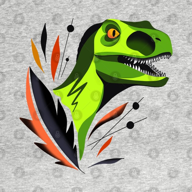 Colorblock velociraptor by Jurassic Ink